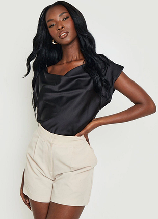 Новая сатиновая блуза boohoo satin cowl neck sleeve detail blouse - 14 uk - xl