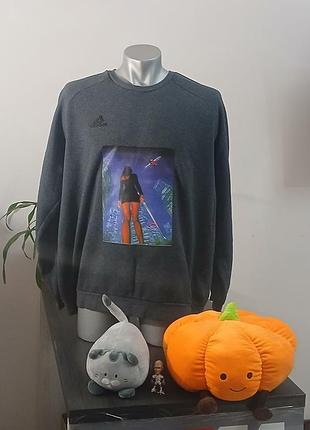 Кофта чоловіча adidas сіра з принтом, розмір 2xl
