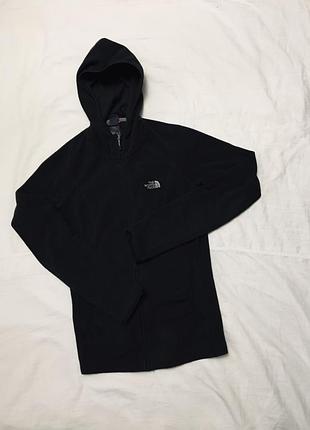 Флісова кофта the north face оригінальная чорна на блискавці з капюшоном тепла толстовка