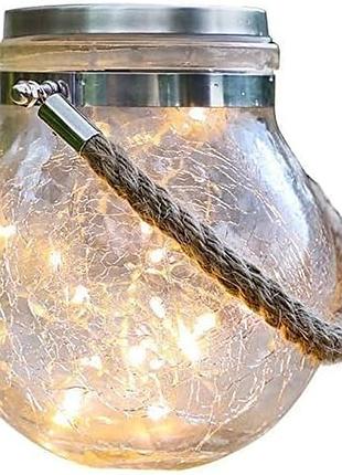 Садовый солнечный светильник garden light jar, стеклянный led шар, 20 светодиодов, ip65