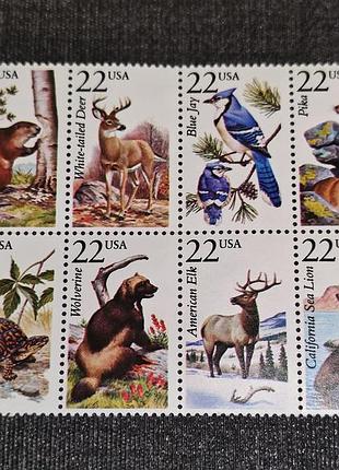 1987 рік. 8 поштових марок сша із серії «дика природа північної америки»
