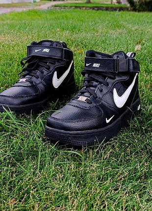 Кросівки чоловічі nike air force 1 af1 чорні утеплені на зиму, розмір 40
