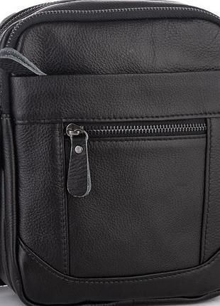 Мужская сумка из натуральной кожи tiding bag черная