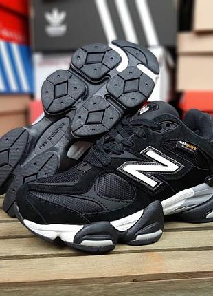 Утеплені зимові жіночі кросівки new balance 9060 cordura winter termo black white нью беланс чорного з білим кольорів термо
