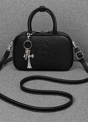 Сумка для жінок chrome hearts чорна маленька зі штучної шкіри