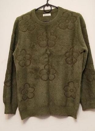 Теплый женский свитер в цвете хаки, xl-2xl.