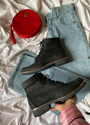 Черные кожаные ботинки timberland slim premium 6 inch waterproof 40 (25.5см.) 26см. 📏26.5см.