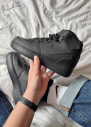 Чорні кросівки унісекс nike air force 1 high black winter fur x ейр форс 44