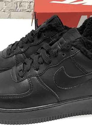 Чорні кросівки унісекс nike air force 1 low black winter fur x ейр форс 38