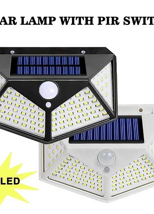 Фасадний світильник на сонячній батареї з датчиком руху bk 100 led (ip65)