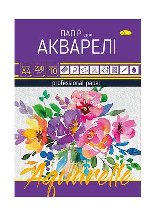 Набор бумаги для акварели а4 ап-0701-2, 10 листов