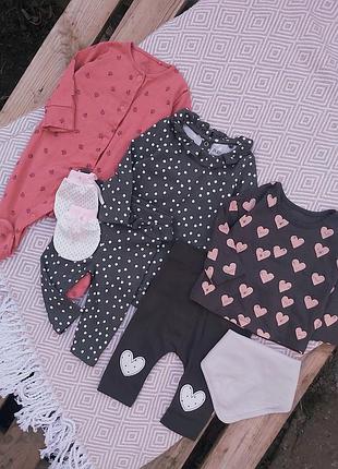Набор человечек, костюм, леггинсы и реглан на девочку 3-6 месяцев 🎀
