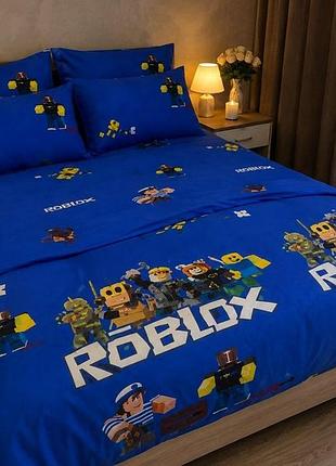 Дитяча постільна білизна roblox полуторний комплект бязь 1.5 спальна бавовна дитячий комплект ліжка з малюнком роблокс