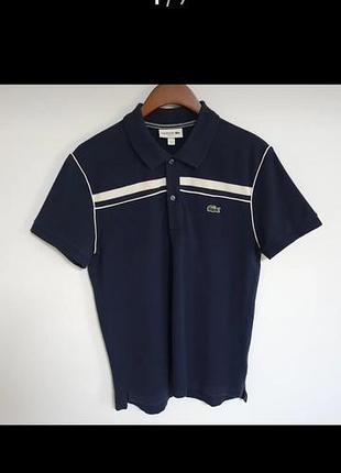 Lacoste -футболка поло синяя размер l.
