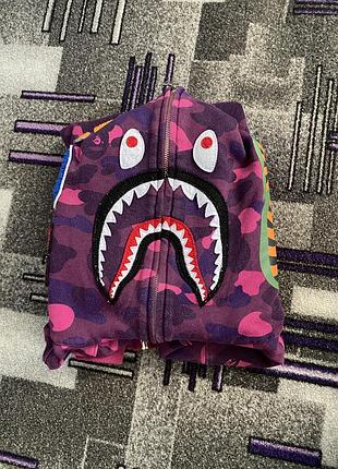 Bape shark full zip бейп шарк purple фиолетовый люксреплика!!!