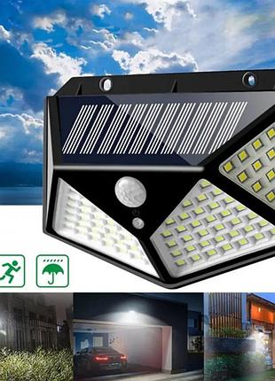 Світильник на сонячній батареї з датчиком руху -100 led (ip65)