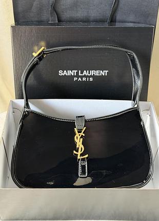Женская сумка клатч yves saint-laurent hobo le 5 à 7 ysl черный лаковый хобо ив сен лоран