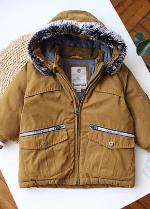 Стильна коричнева демісезонна куртка парка timberland оригінал на хлопчика 18-24 міс
