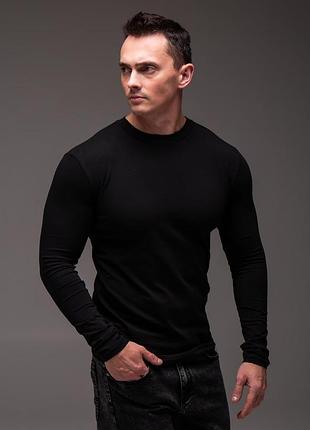 Базовый мужской черный лонгслив long black