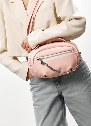 Сумка через плече жіноча бананка sambag pure пудра