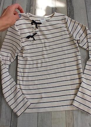 Стильный лонгслив / тельник zara в полоску с бантиками
