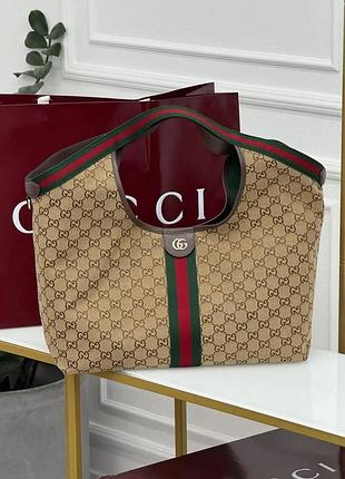 Сумка жіноча gucci хобо бежева з монограмою