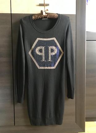 Мінісукня philipp plein, чорного кольору, віскоза 92%