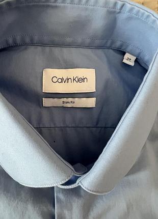 Чоловіча оригінальна сорочка з короткими рукавами блакитного кольору calvin klein, 39, котон