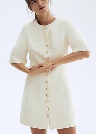 Коротка сукня жіноча h&m молочна з ґудзиками