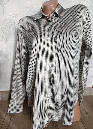 Атласная рубашка мелкий геометрический принт h&m