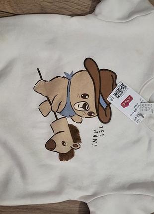 Світшот для хлопчика h&m білий з ведмедиком 80 см