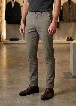 Чоловічі оливкові штани чінос marks & spencer slim fit р. 32/31