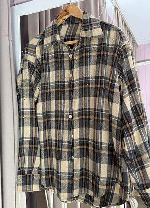 Жіноча сорочка в клітинку s–m, oversize