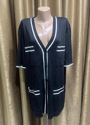 Кардиган кофта на гудзиках з коротким рукавом розмір 22/3xl-4xl