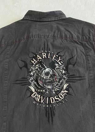 Чоловіча сорочка harley-davidson з черепом на спині, розмір m, сіра