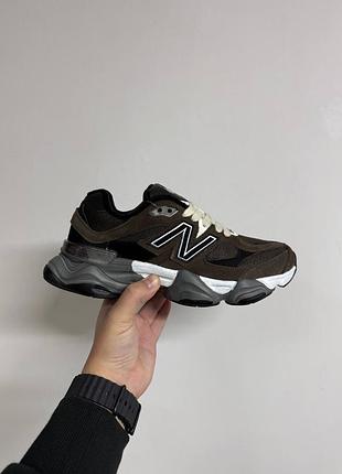Чоловічі кросівки new balance 9060 dark brown black термо🤎🖤