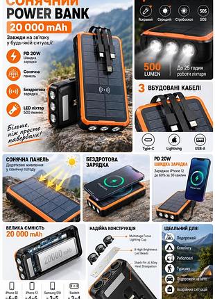 Солнечный power bank ibattery l3sw c беспроводной зарядкой qi 20000 ma