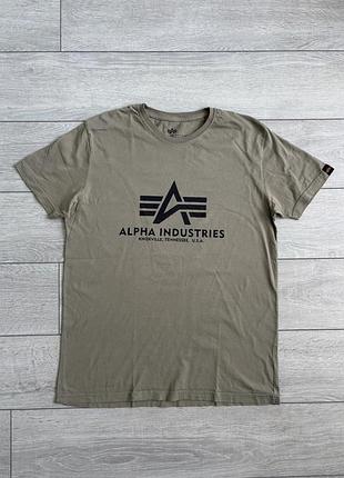 Чоловіча футболка альфа індастріс alpha industries casual military size m розмір мужская майка кежуал мілітарі джерсі поло теніска хакі колір оригінал