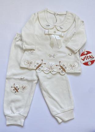 Нарядный трикотажный костюм vital baby для девочки (кофта и штанишки), р. 62-68