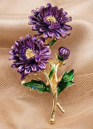 Брошка " астра" , інтерпретація exquisite, 5см , квітка, хризантема