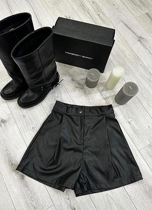 Шорти жіночі zara чорні з екошкіри