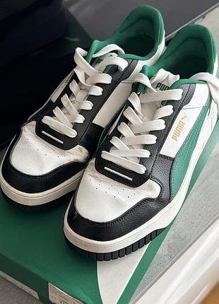 Кеди жіночі puma carina street білі, чорні, зелені, розмір 39 (6 uk), довжина устілки 25 см