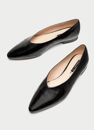 Лофери балетки zara ✨39розміру  женские туфли лофери лакована шкіра 🫶