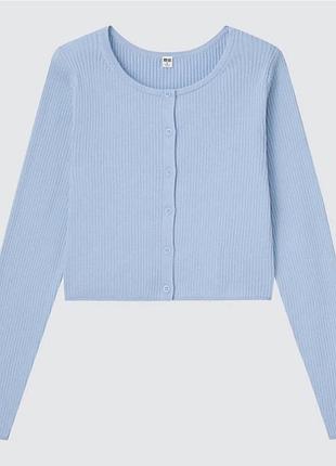Я бы на шафе назвала так:  uniqlo кардиган жіночий у рубчик xs, сіро-блакитний
