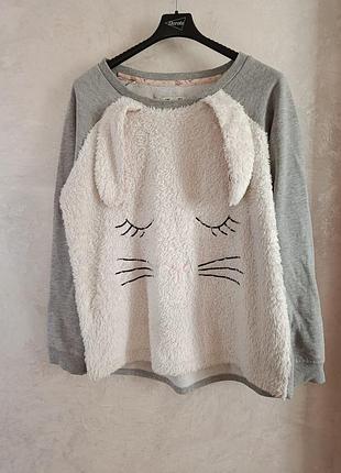 Милий теплий світшот / кофта для дому boux avenue lounge "зайчик", розмір l (uk 14 / eur 42)