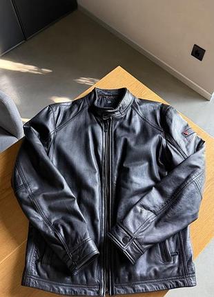 Чоловіча шкіряна  куртка strellson flag spring 140040 lamb urban в кольорі black