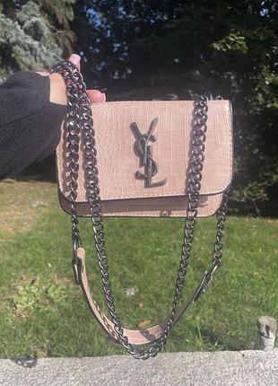 Сумка saint laurent з подвійною цепочкою кожаная
