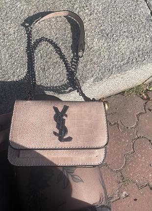 Сумка saint laurent з подвійною цепочкою кожаная 4