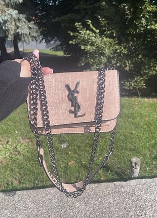 Сумка saint laurent з подвійною цепочкою кожаная 9