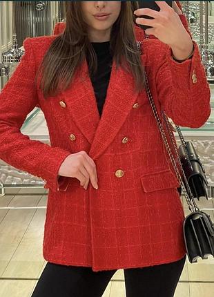 Твідовий блейзер піджак жакет zara